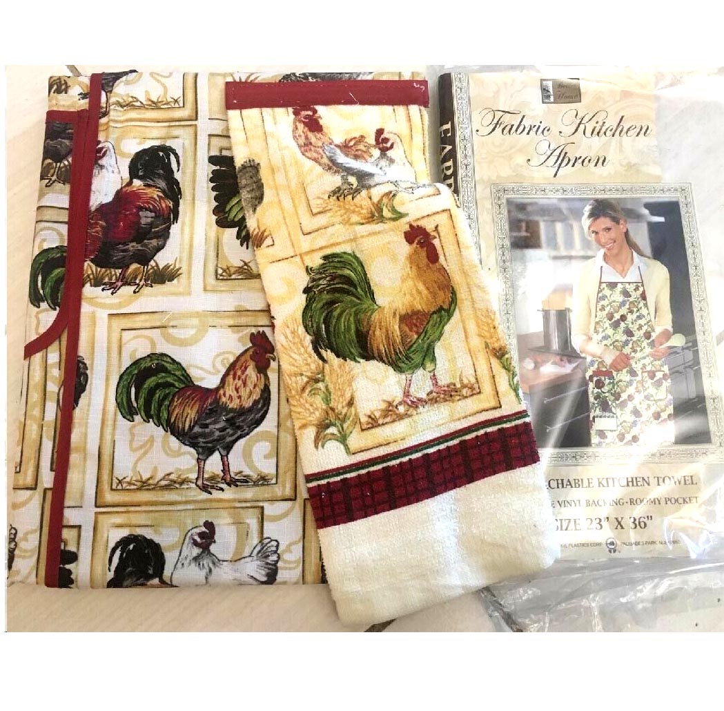 Rooster Themed Cotton Towel & Craft or Kitchen Apron Rooster Themed Cotton Towel & Craft or Kitchen Apron
